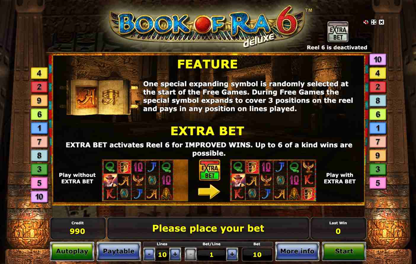 Функции слота Book of Ra 6 Deluxe